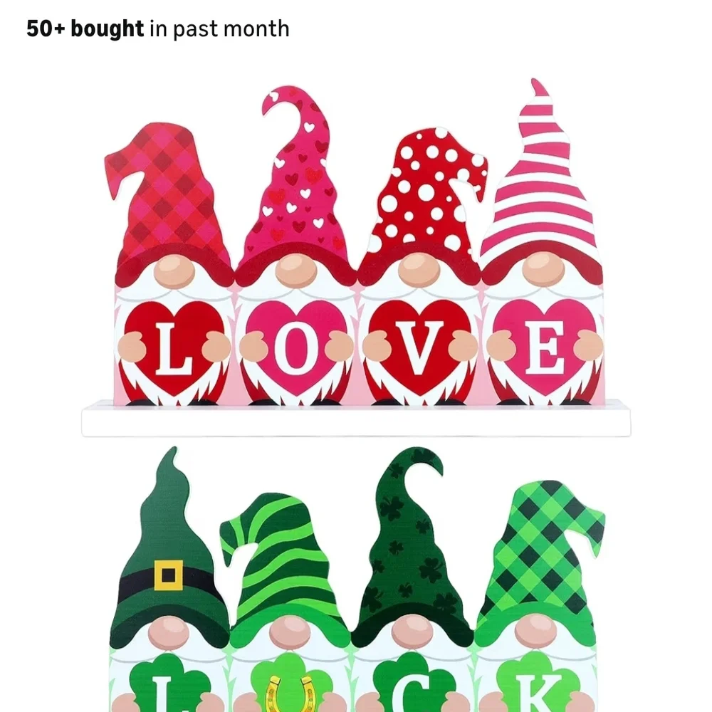 Valentine & St. Patrick Gnome Shelf Sitters - Love and Luck